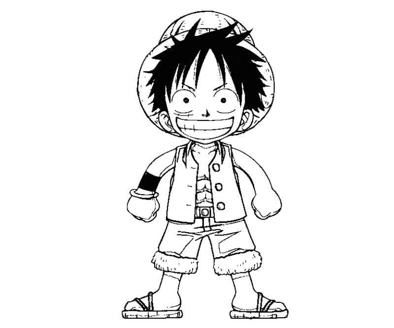 Dibujo de Chibi Luffy Divertido para Colorear y Imprimir