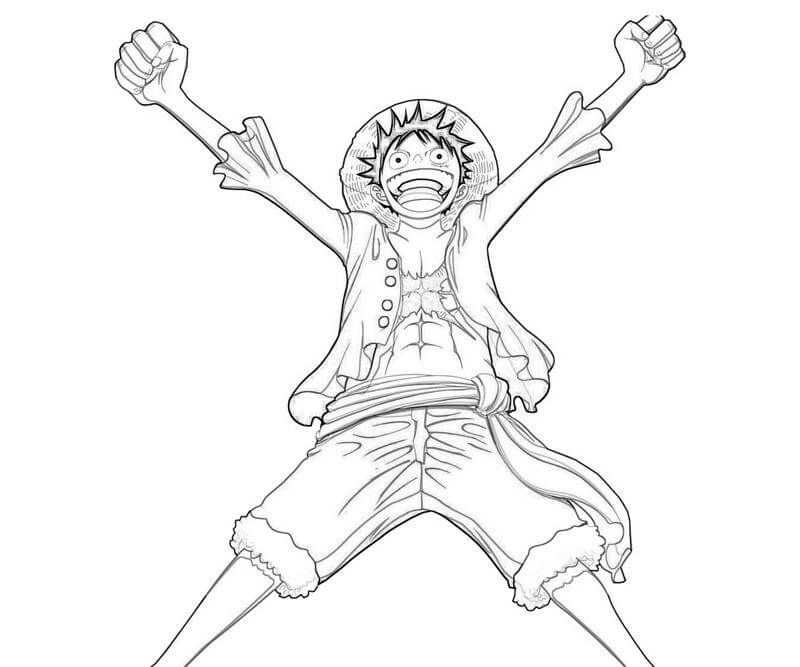 Dibujo de Luffy ¡Feliz para Colorear y Imprimir