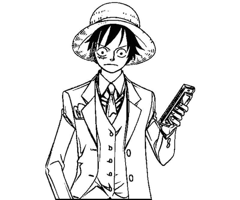 Dibujo de Luffy Romántico para Colorear y Imprimir