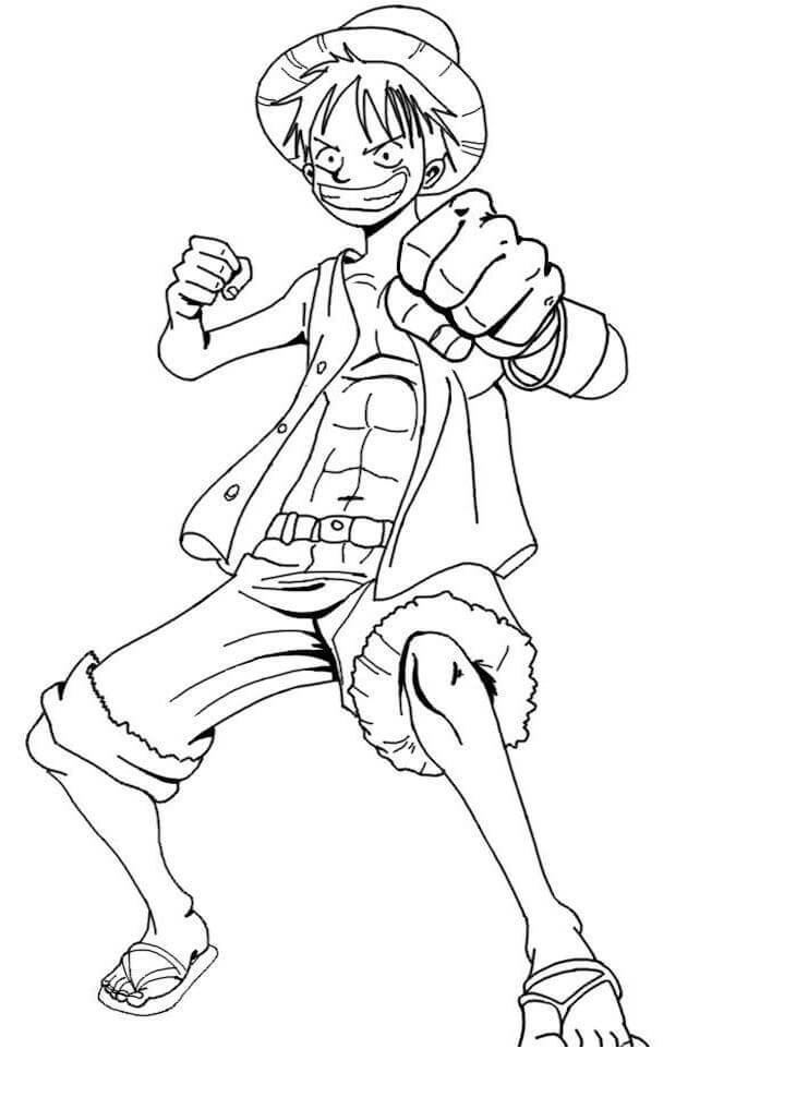 Dibujo de Luffy Sonriendo para Colorear y Imprimir