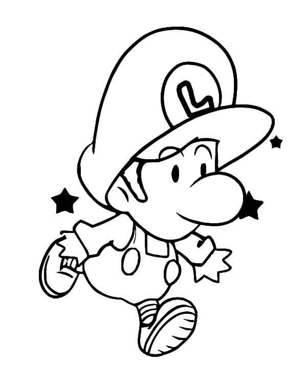 Dibujo de Bebé Luigi Corriendo para Colorear y Imprimir