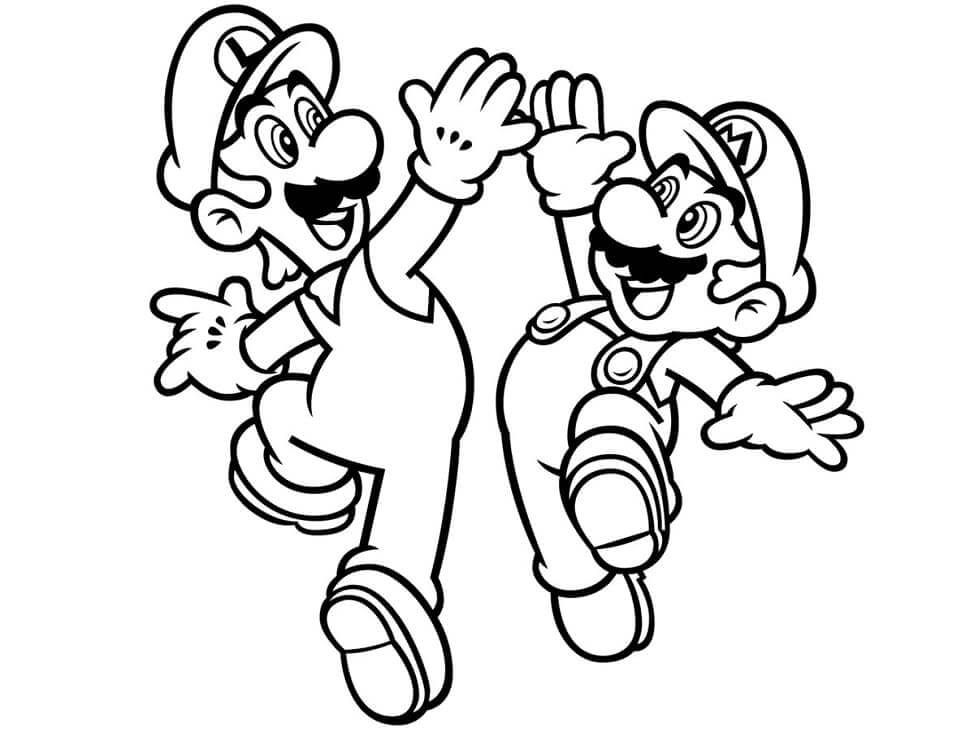 Dibujo de ¡Feliz Luigi y Mario para Colorear y Imprimir