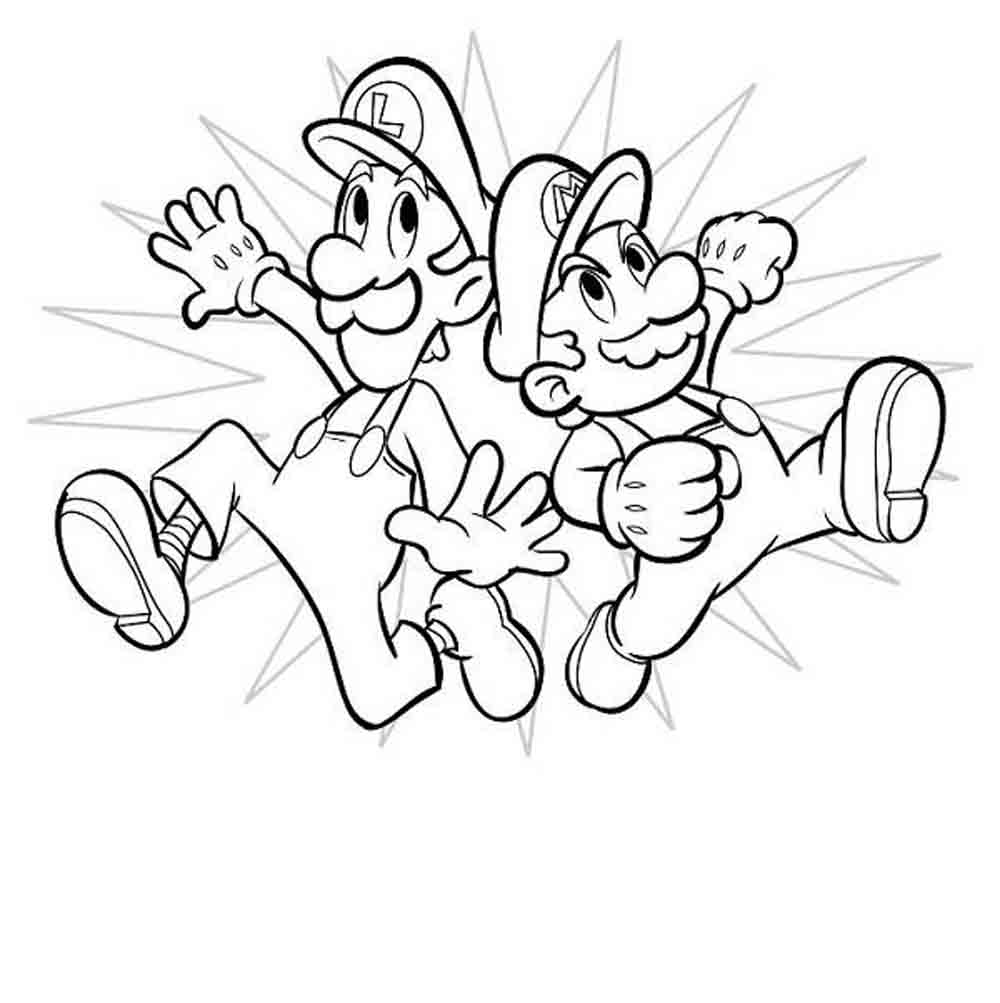 Dibujo de Lindo Luigi y Mario para Colorear y Imprimir