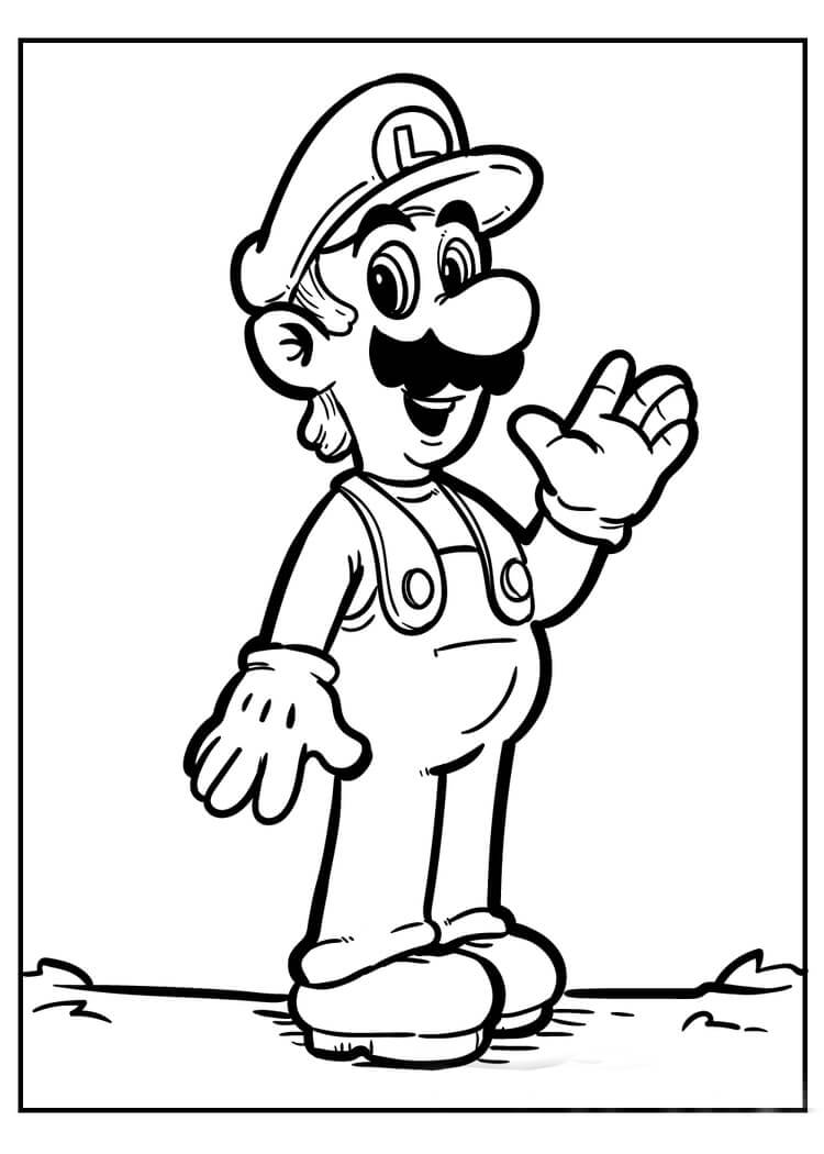 Dibujo de Luigi Simple para Colorear y Imprimir