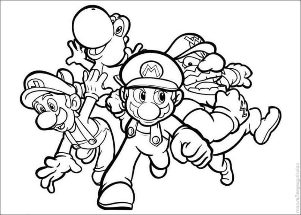 Dibujo de Luigi y Amigos Corriendo para Colorear y Imprimir