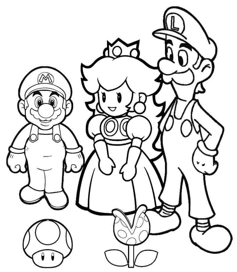 Dibujo de Luigi y Amigos Simples para Colorear y Imprimir