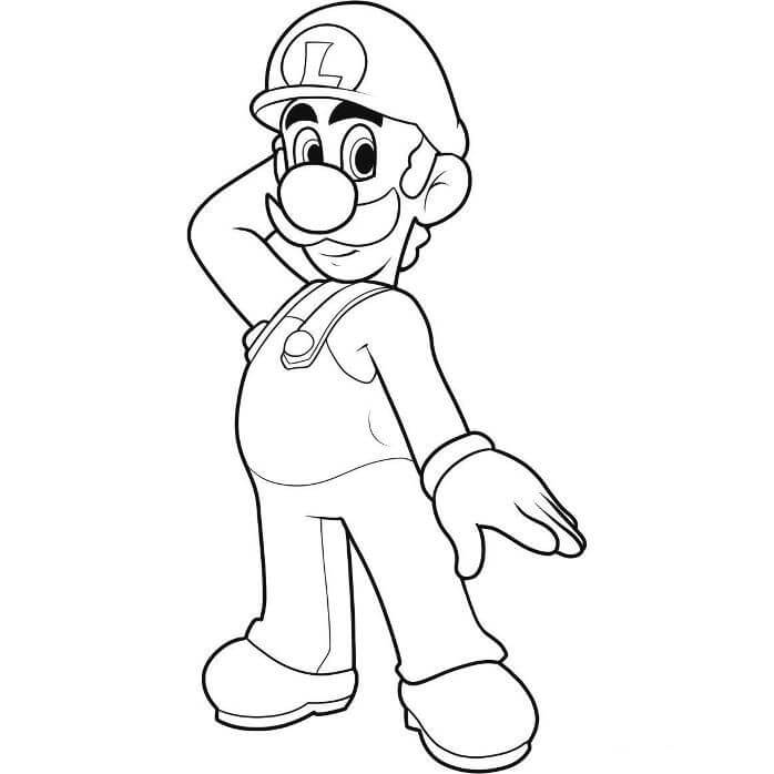 Dibujo de Sonriendo Luigi para Colorear y Imprimir
