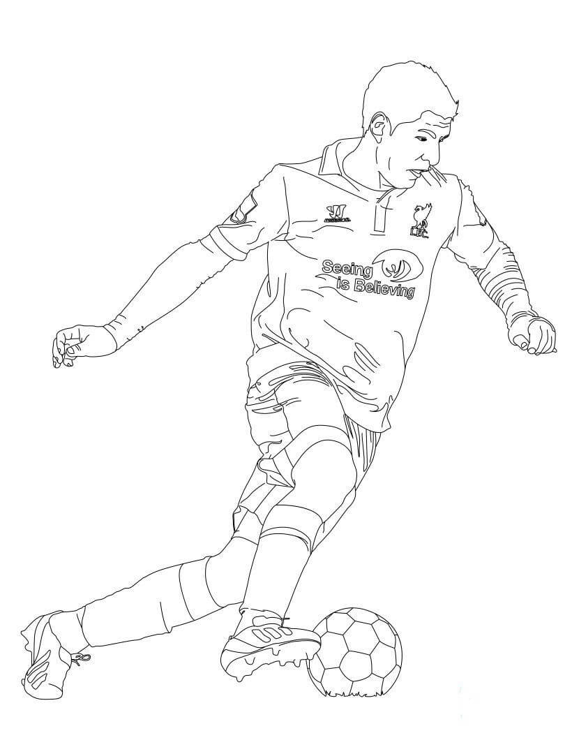 Dibujo de Luis Suárez Patea Una Pelota de Fútbol para Colorear y Imprimir