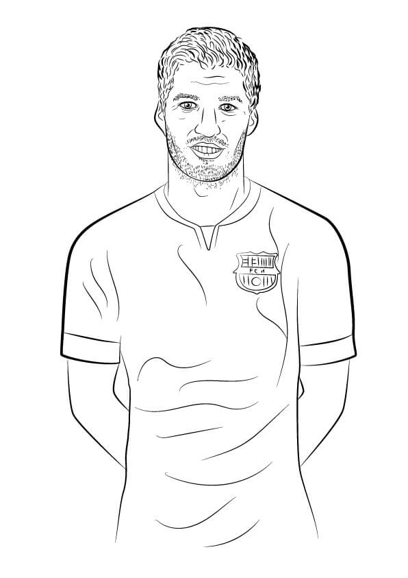 Dibujo de Luis Suárez Sonriendo para Colorear y Imprimir