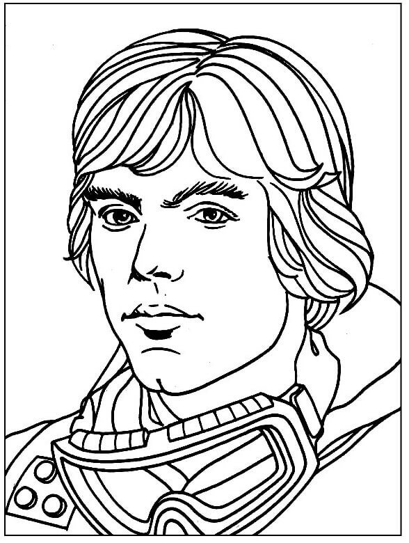Dibujo de Cara de Luke Skywalker para Colorear y Imprimir