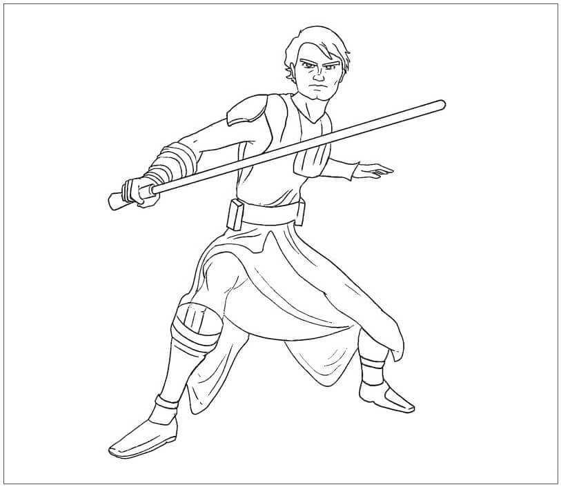 Dibujo de Dibujos Animados de Luke Skywalker para Colorear y Imprimir
