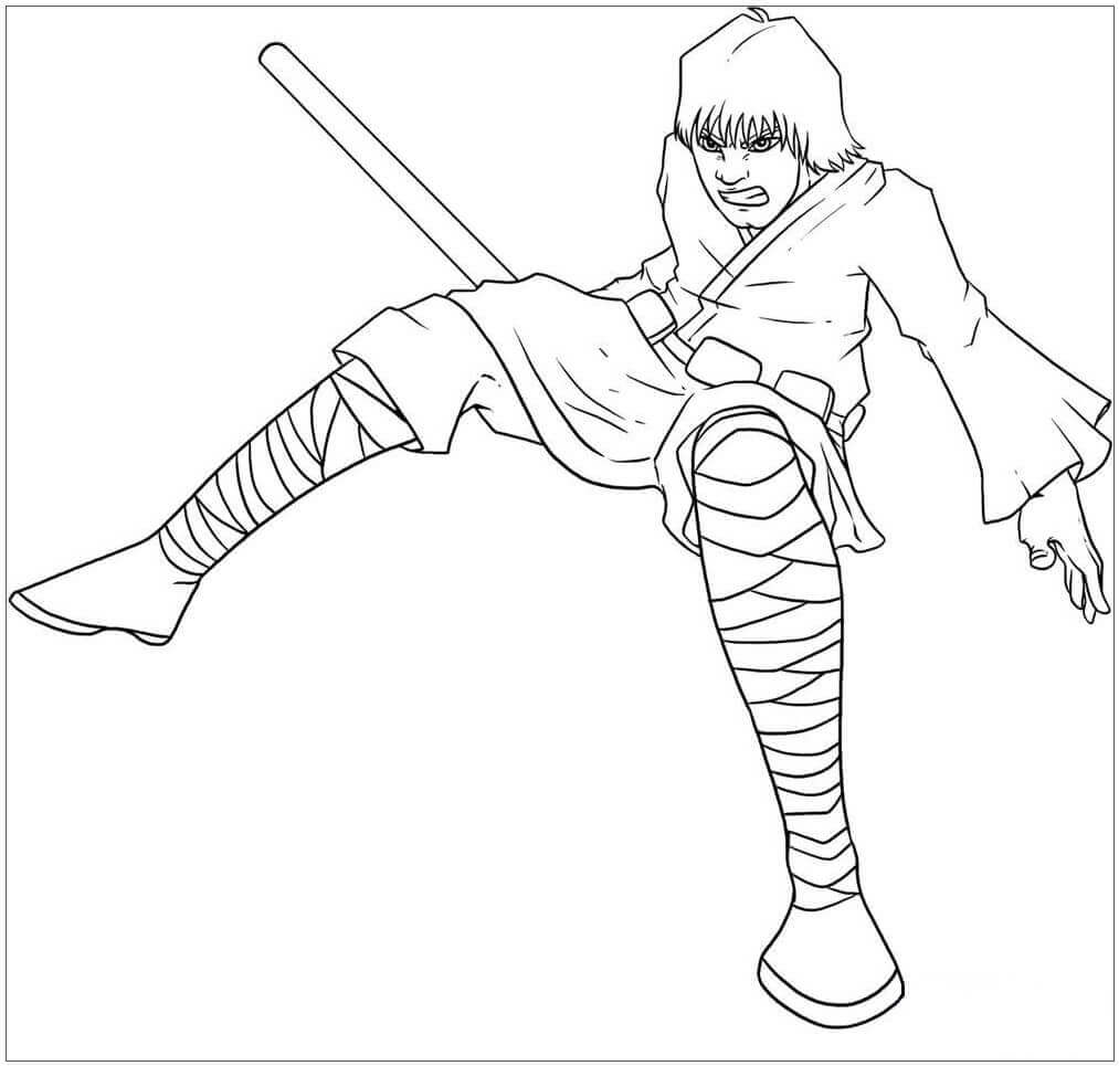 Dibujo de Enojado Luke Skywalker para Colorear y Imprimir