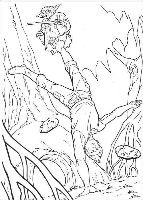 Dibujo de Entrenamiento de Luke Skywalker para Colorear y Imprimir