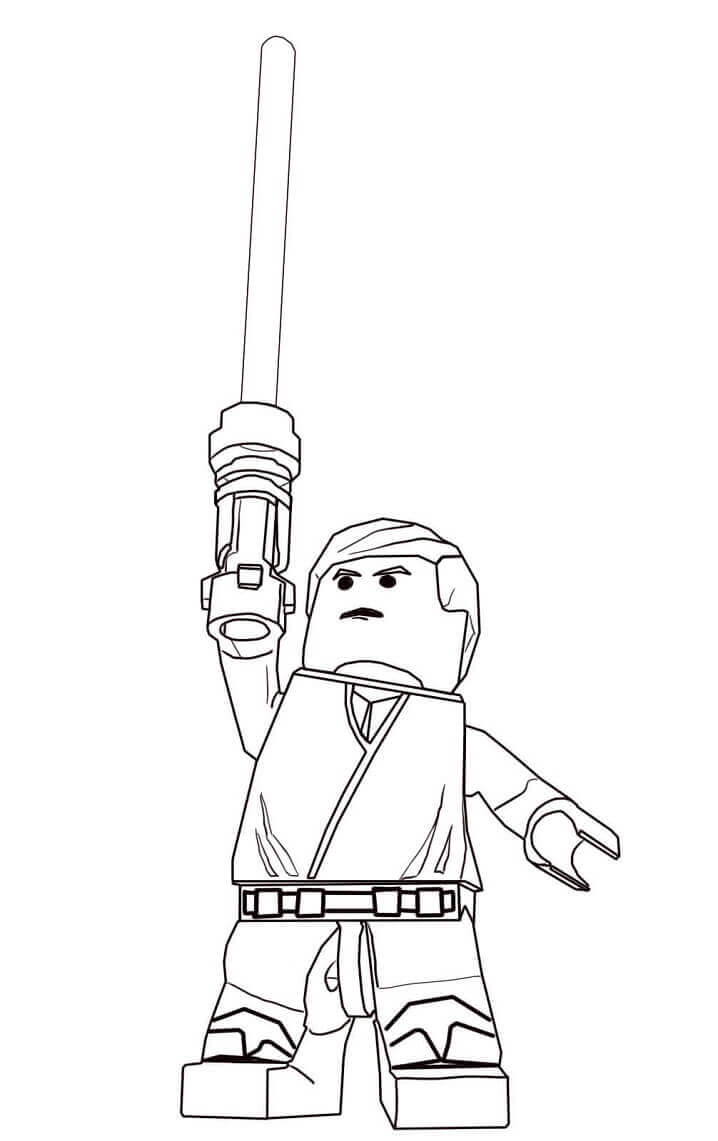 Dibujo de Lego La Guerra de Las Galaxias Luke Skywalker para Colorear y Imprimir