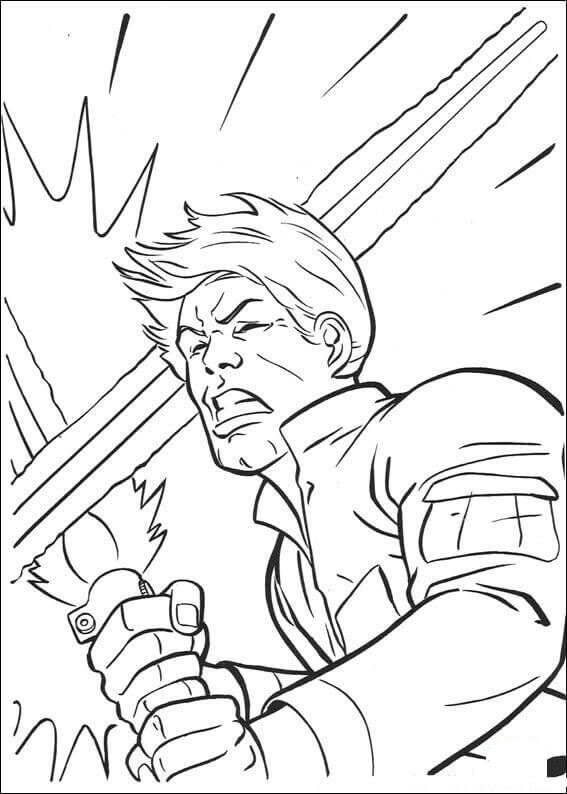 Dibujo de Lucha Con Sables de Luz de Luke Skywalker para Colorear y Imprimir