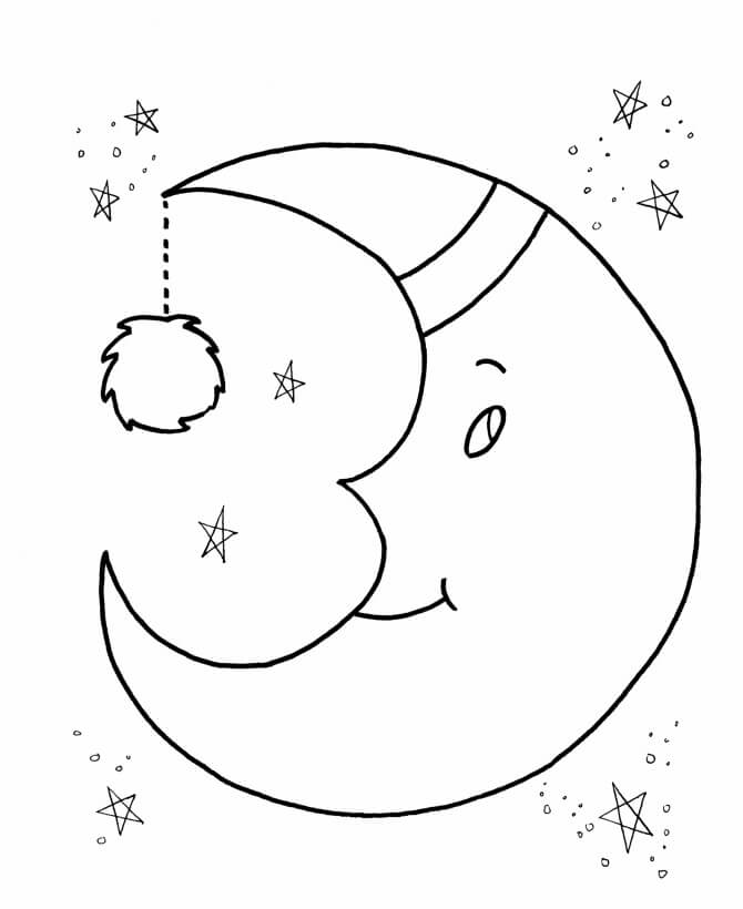 Dibujo de Luna de Navidad 1 para Colorear y Imprimir