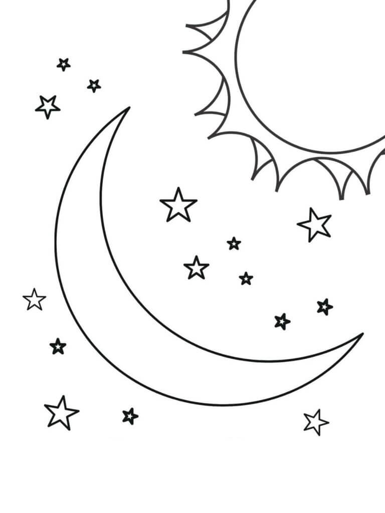 Dibujo de Sol y Luna para Colorear y Imprimir