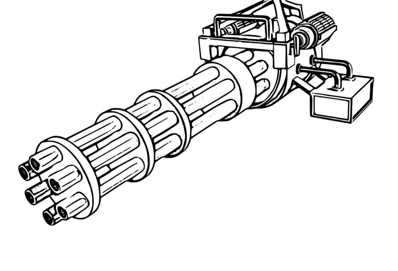 Dibujo de Ametralladora Básica para Colorear y Imprimir