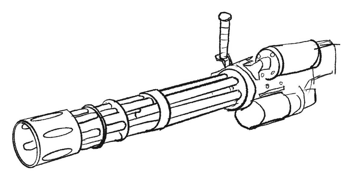 Dibujo de Ametralladora de Dibujo Basíco para Colorear y Imprimir