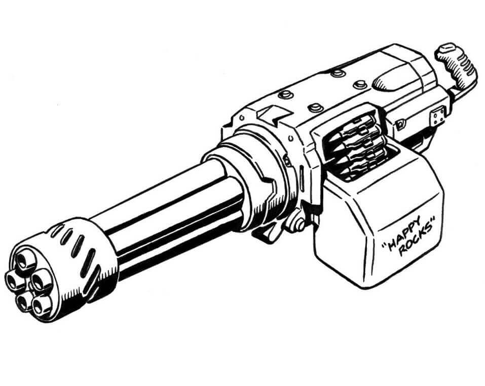 Dibujo de Ametralladora Sencilla para Colorear y Imprimir