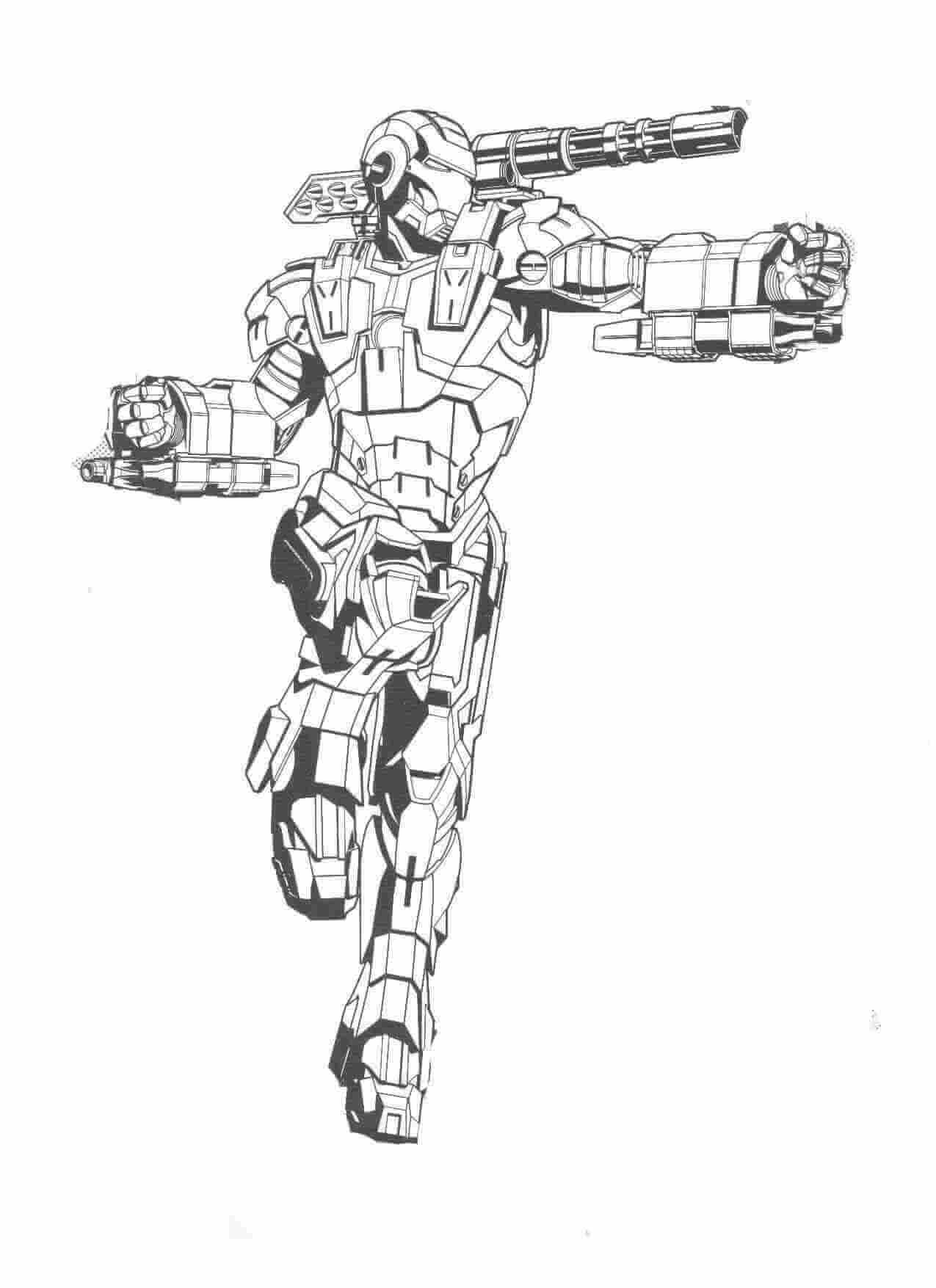 Dibujo de Ironman Con Ametralladora para Colorear y Imprimir