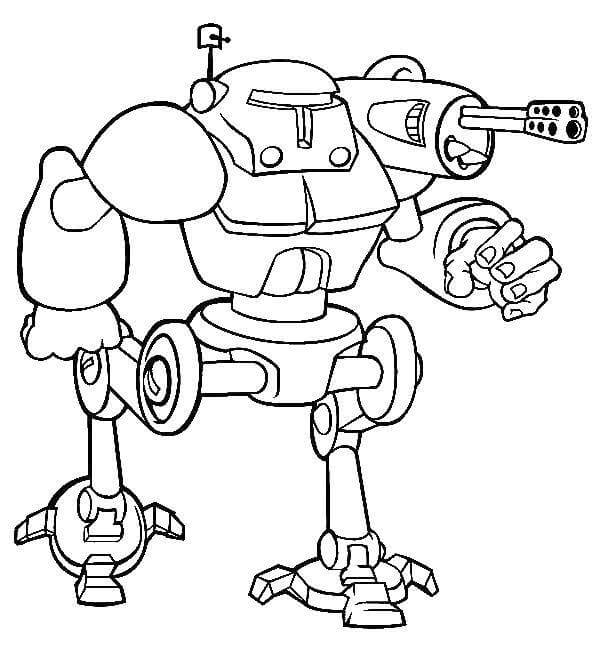 Dibujo de Robot Con Ametralladora para Colorear y Imprimir