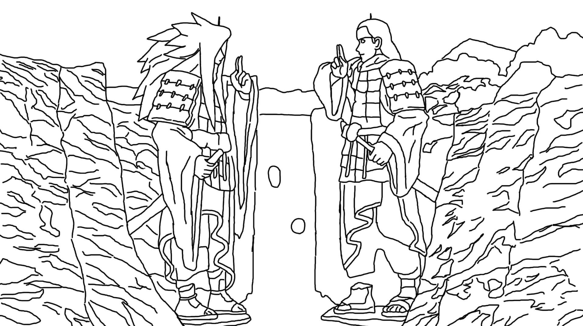Dibujo de Estatuas de Madara y Hashirama para Colorear y Imprimir