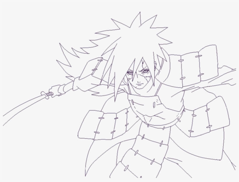 Dibujo de Madara Con Espada para Colorear y Imprimir