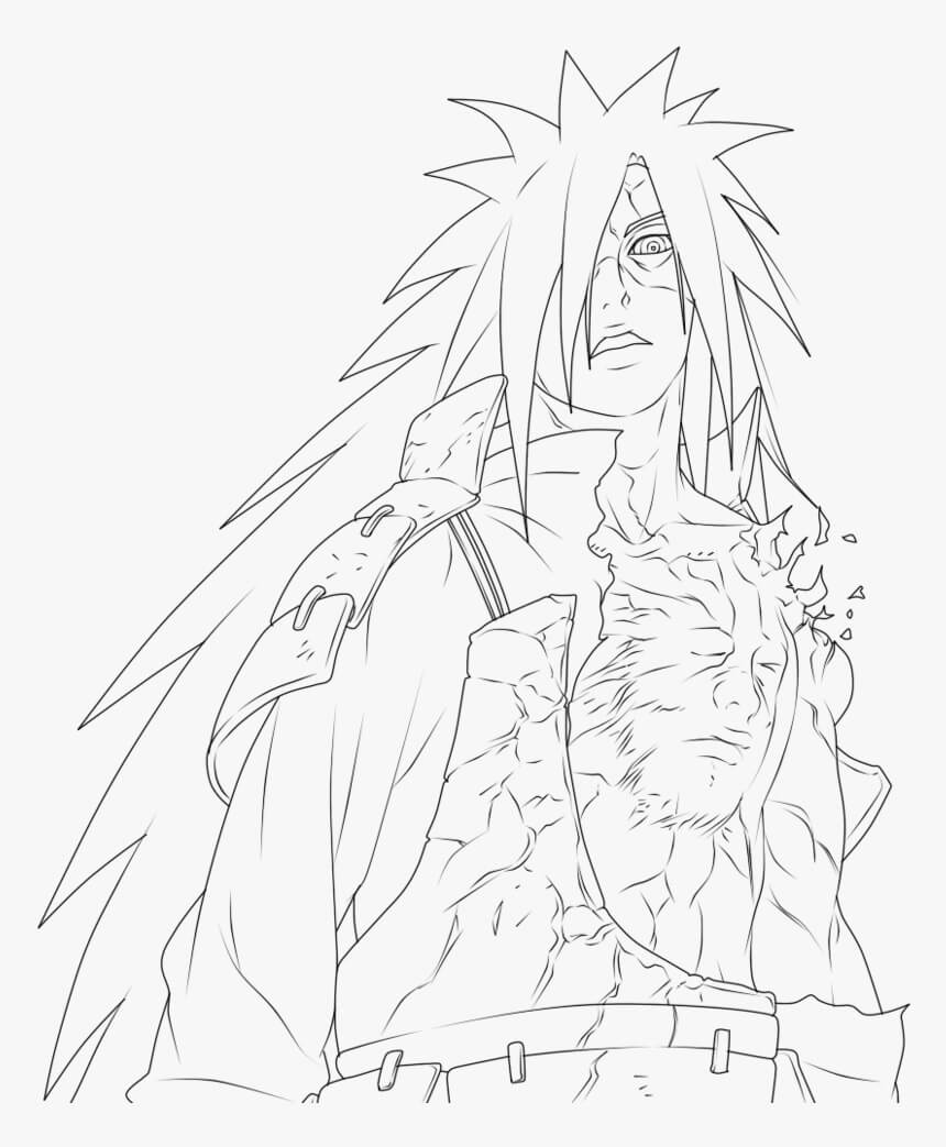 Dibujo de Madara Sentado para Colorear y Imprimir