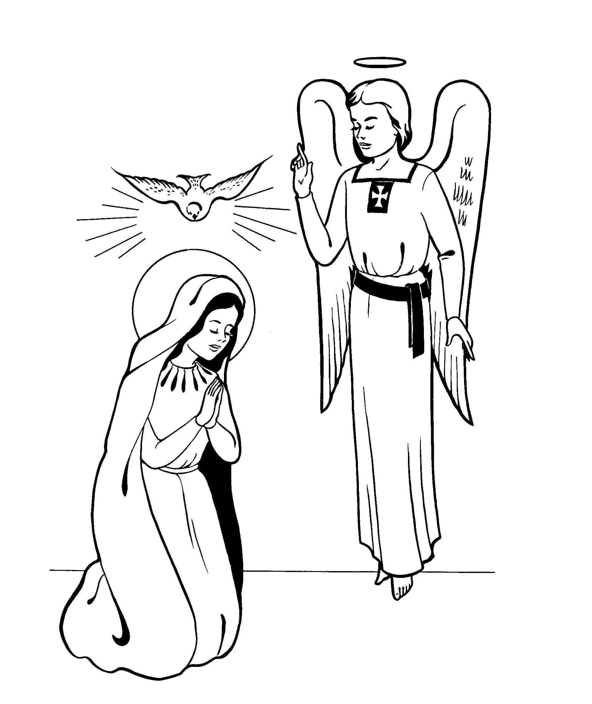 Dibujo de Imagen Madre de Jesús Gratis para Colorear para Colorear y Imprimir