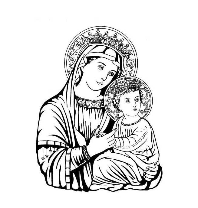 Dibujo de Imagen Madre de Jesús para Colorear para Colorear y Imprimir