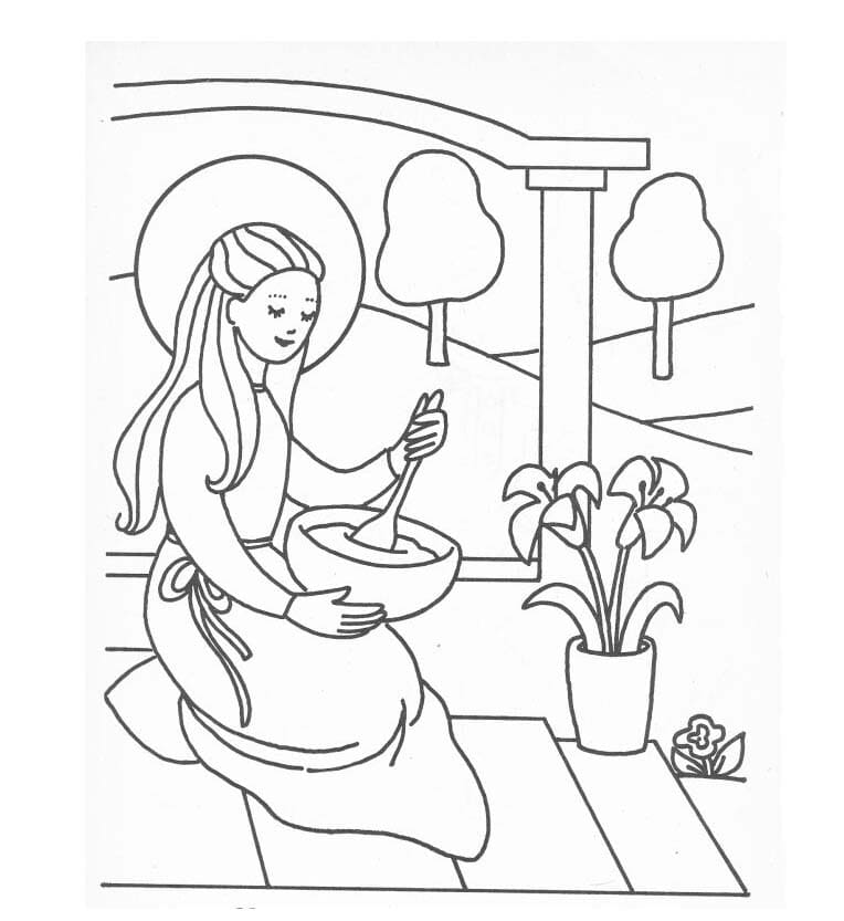 Dibujo de Imprimible Madre de Jesús para Colorear para Colorear y Imprimir