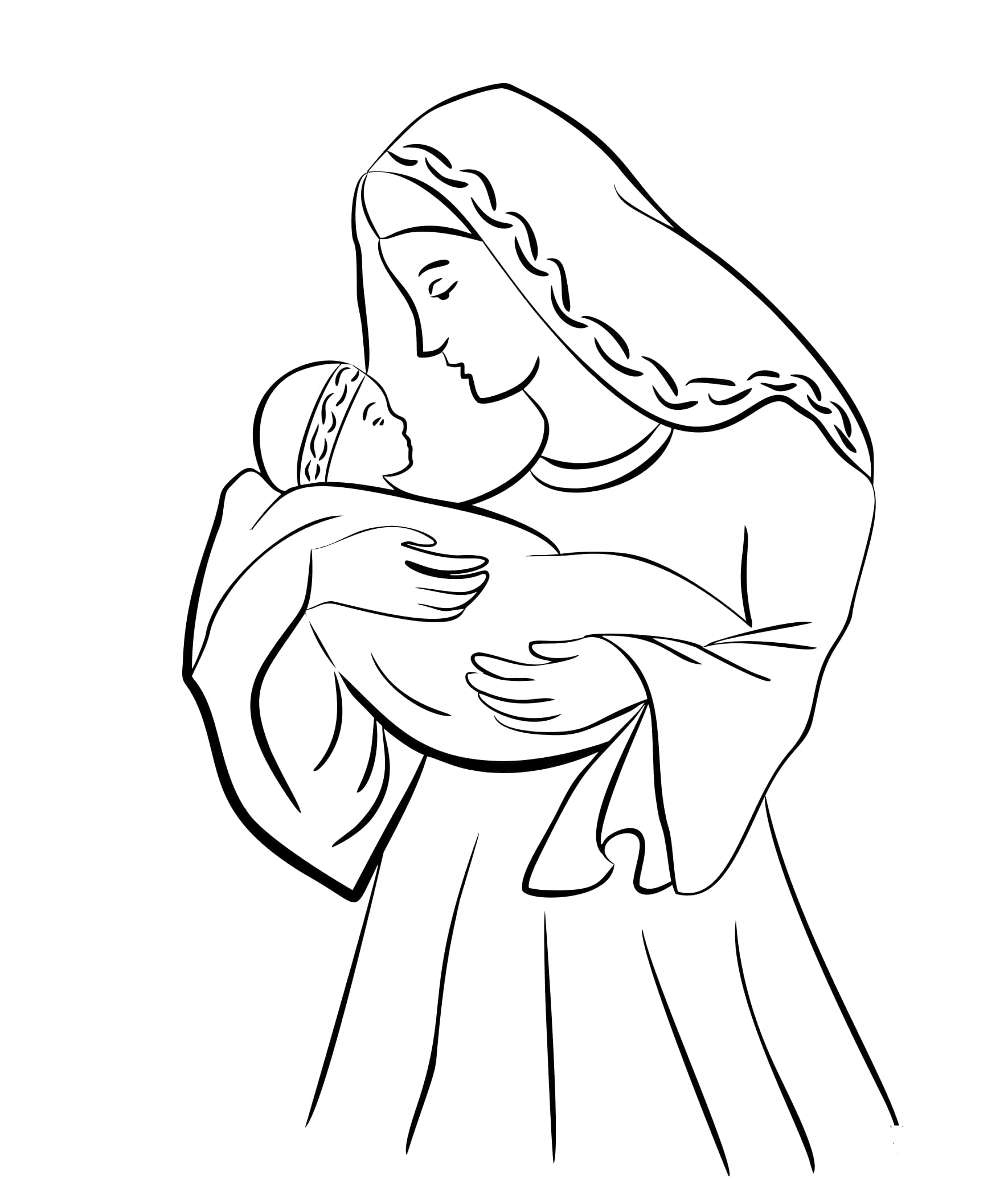 Dibujo de Imprimir Imagen Madre de Jesús para Colorear para Colorear y Imprimir