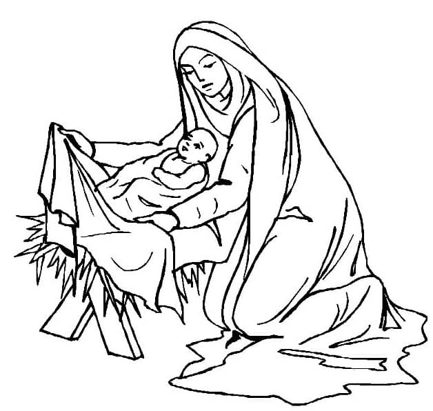 Dibujo de Imprimir Madre de Jesús para Colorear para Colorear y Imprimir