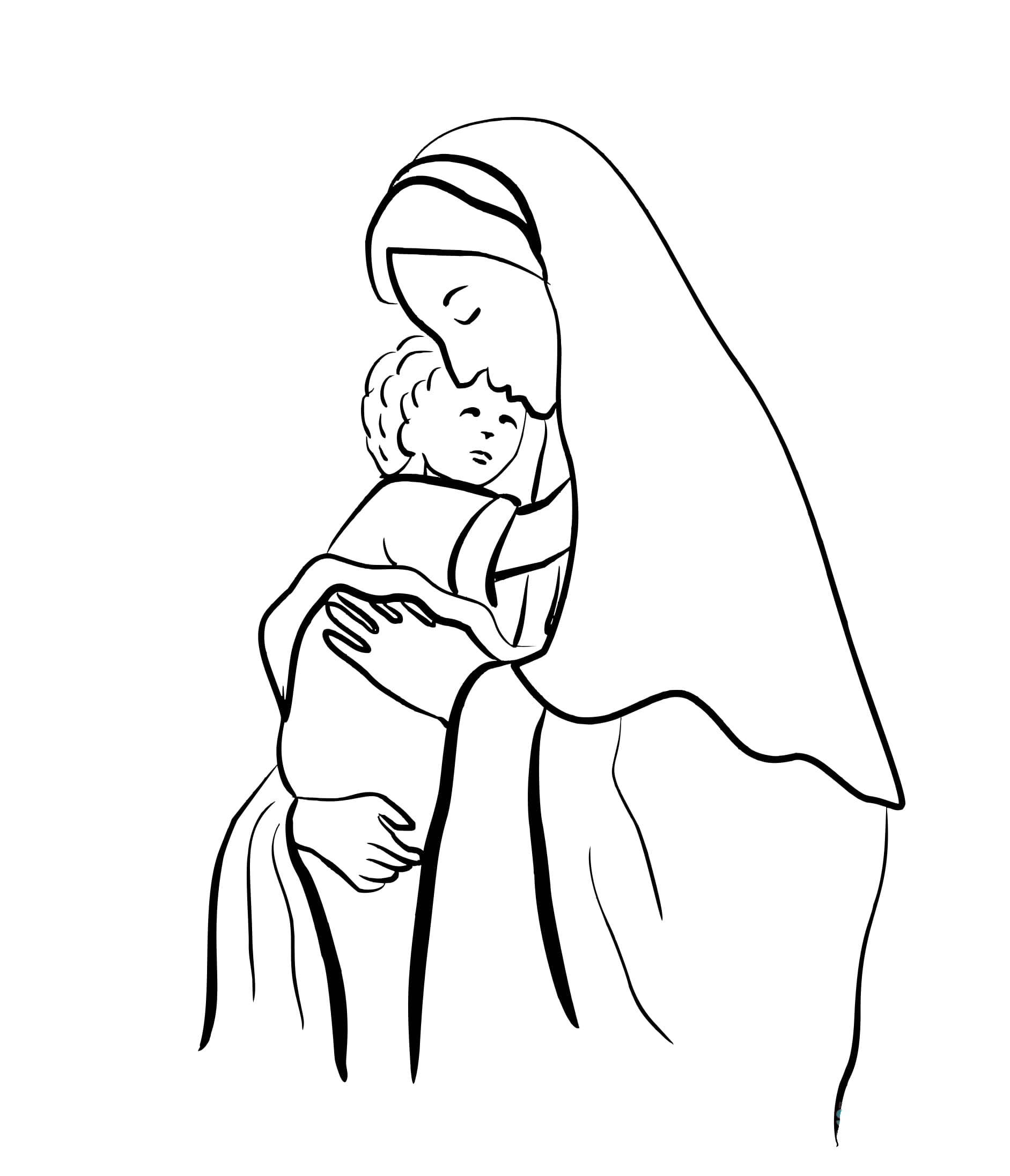 Dibujo de Imprimir Madre de Jesús para Niños para Colorear para Colorear y Imprimir