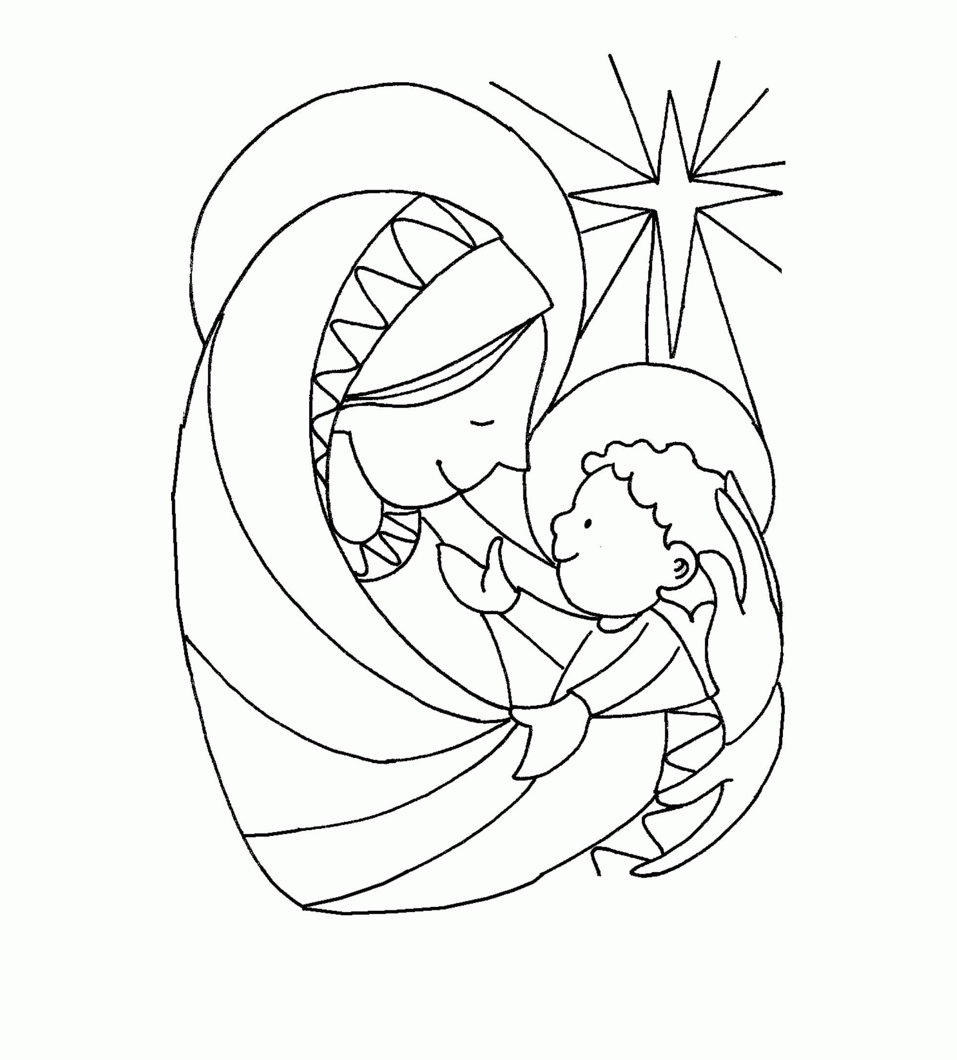 Madre de Jesús para Colorear