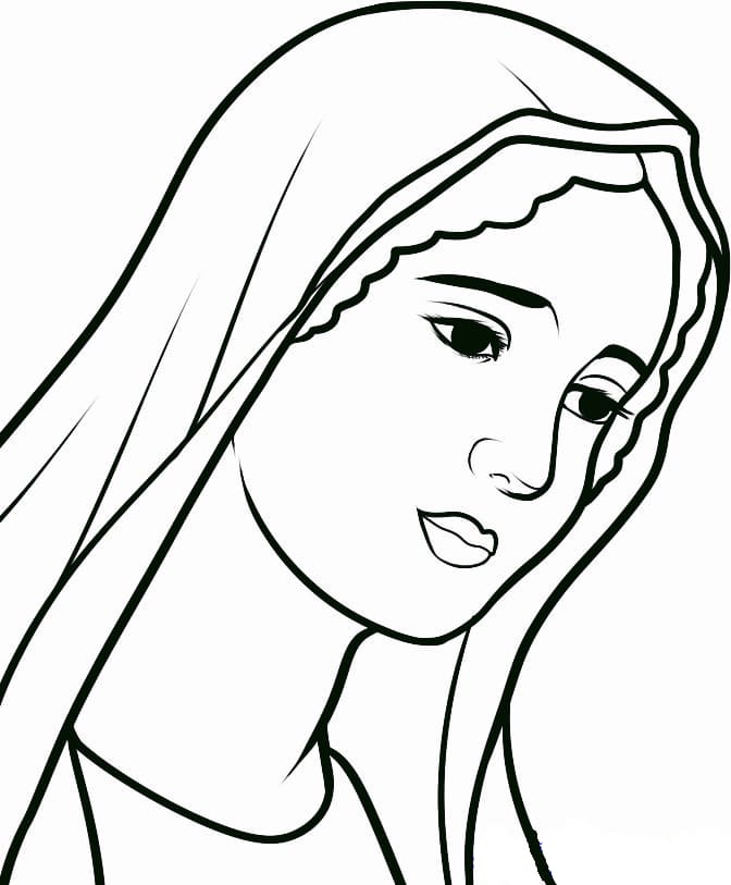 Dibujo de Madre de La Cabeza de Jesús para Colorear para Colorear y Imprimir