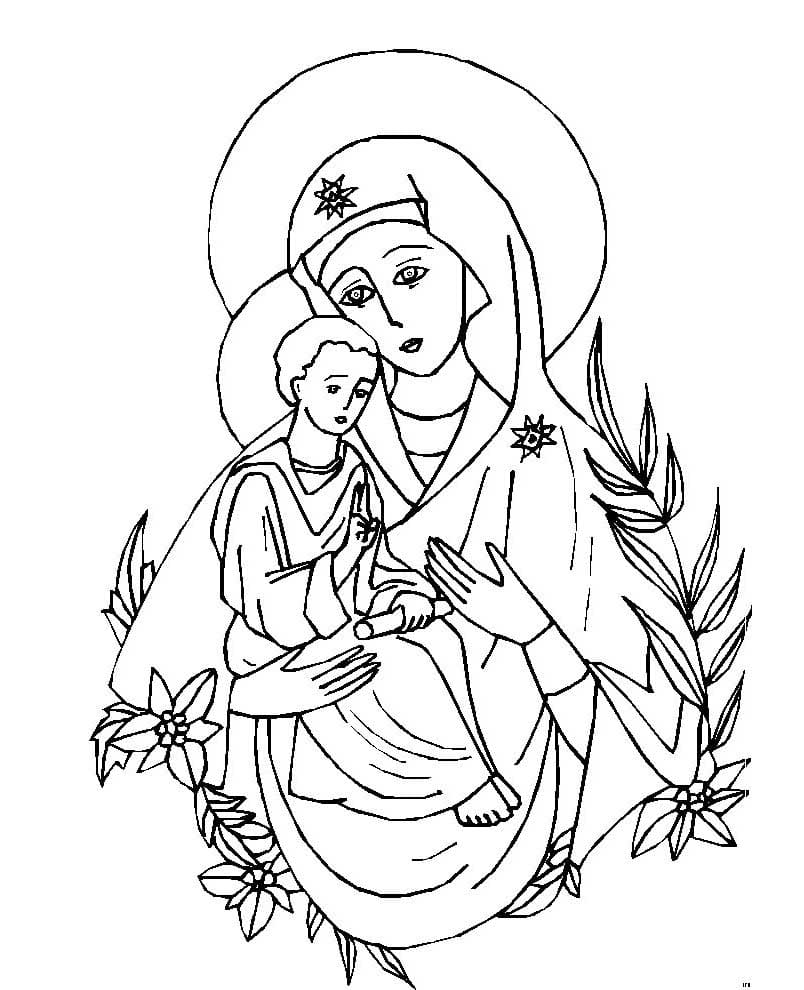 Dibujo de Madre Libre de Jesús para Colorear para Colorear y Imprimir