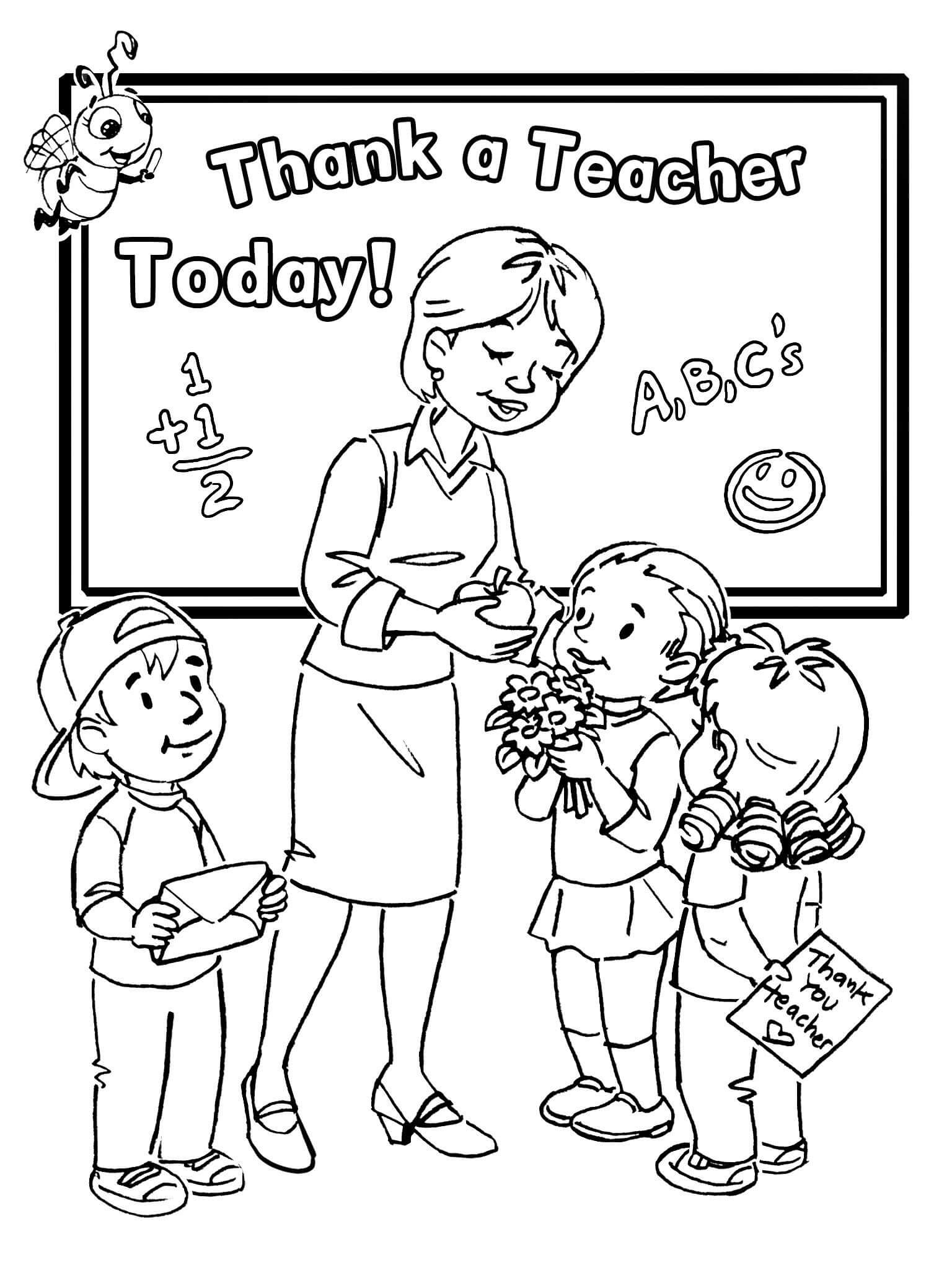 Dibujo de ¡Feliz Día Del Maestro para Colorear y Imprimir
