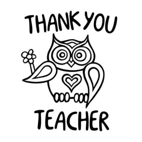 Dibujo de Gracias Profesora para Colorear y Imprimir