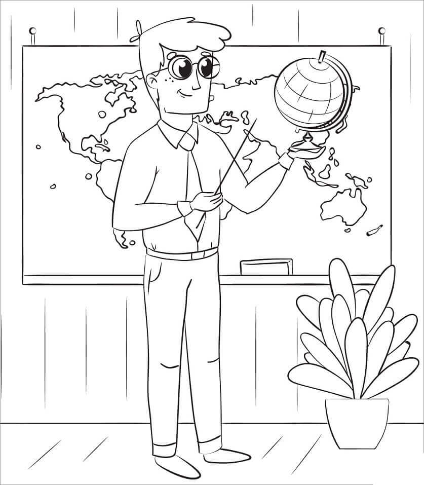 Dibujo de Profesor de Geografia para Colorear y Imprimir