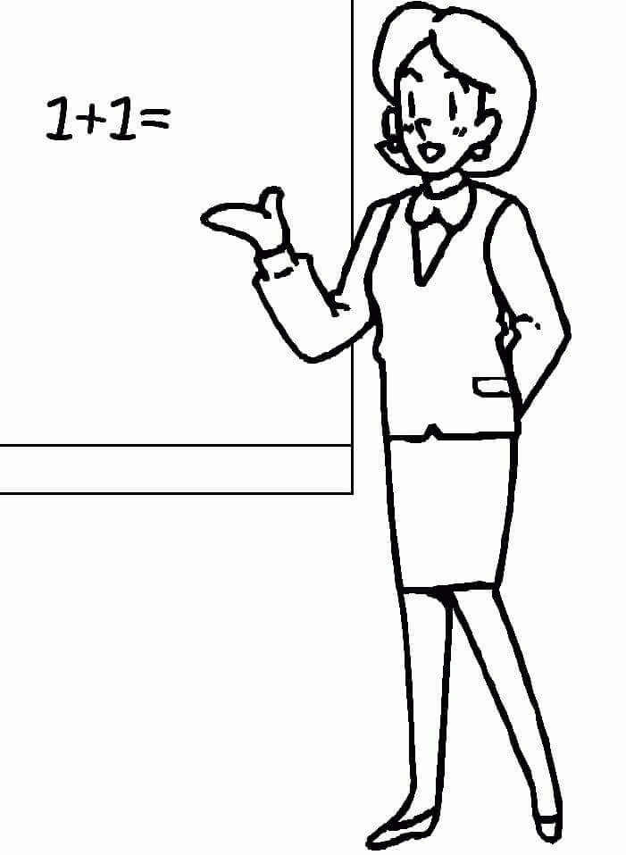 Dibujo de Profesora de Matemáticas para Colorear y Imprimir