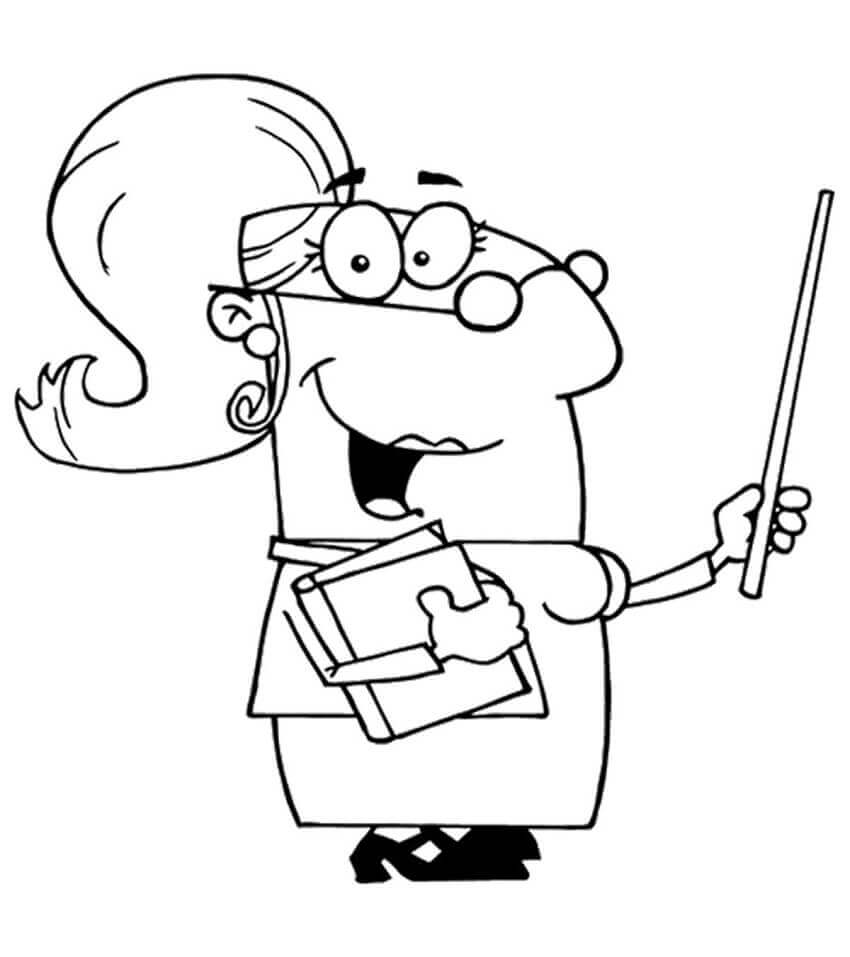 Dibujo de Profesora Divertida para Colorear y Imprimir