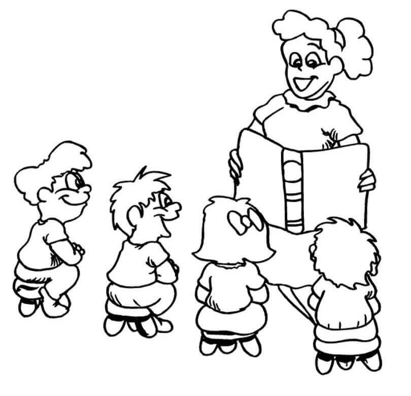 Dibujo de Profesora Sonriendo para Colorear y Imprimir