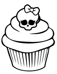 Dibujo de Calavera En Cupcake para Colorear y Imprimir