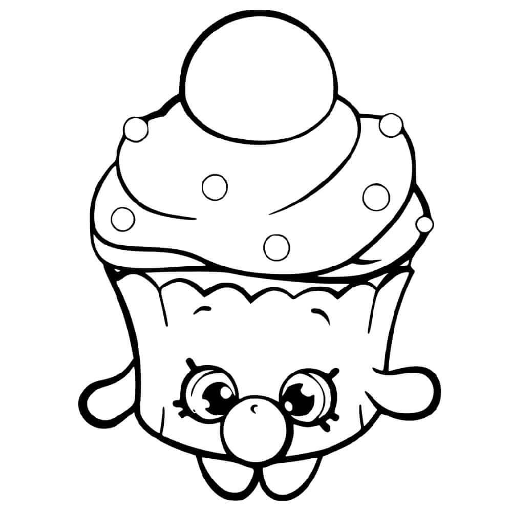 Dibujo de Cupcake de Burbujas Shopkin para Colorear y Imprimir