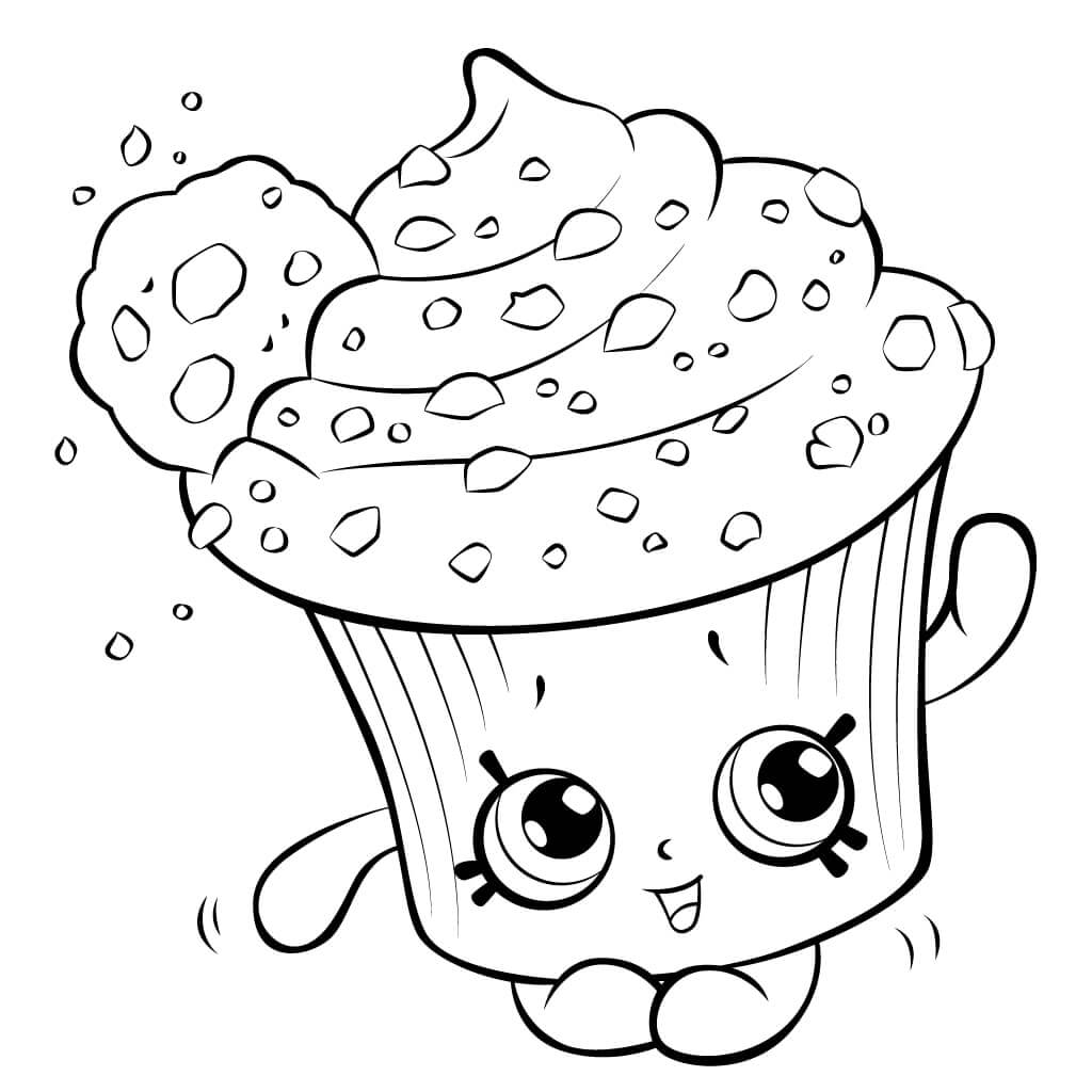 Dibujo de Cupcake de Galleta Cremosa Shopkin para Colorear y Imprimir