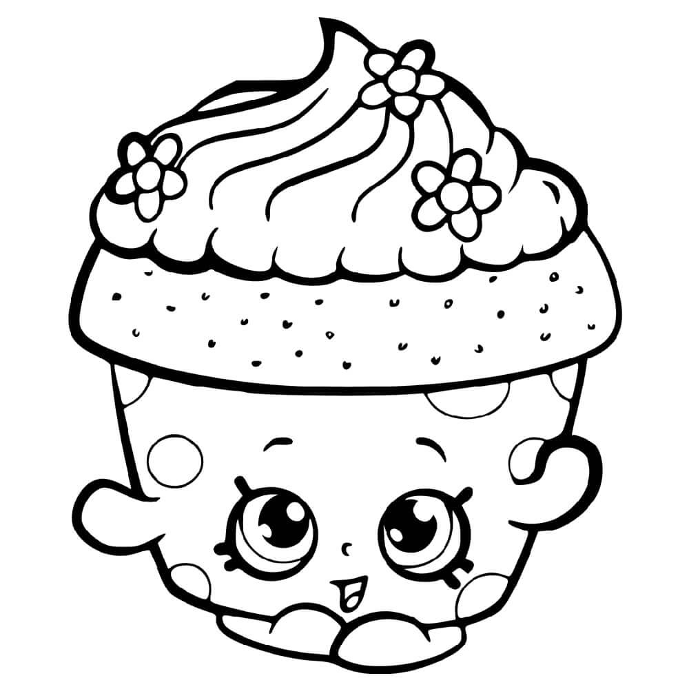 Dibujo de Cupcake Pétalo Shopkin para Colorear y Imprimir