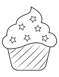 Dibujo de Estrella En Cupcake para Colorear y Imprimir