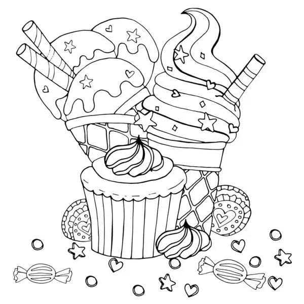 Dibujo de Magdalena y Dulces para Colorear y Imprimir